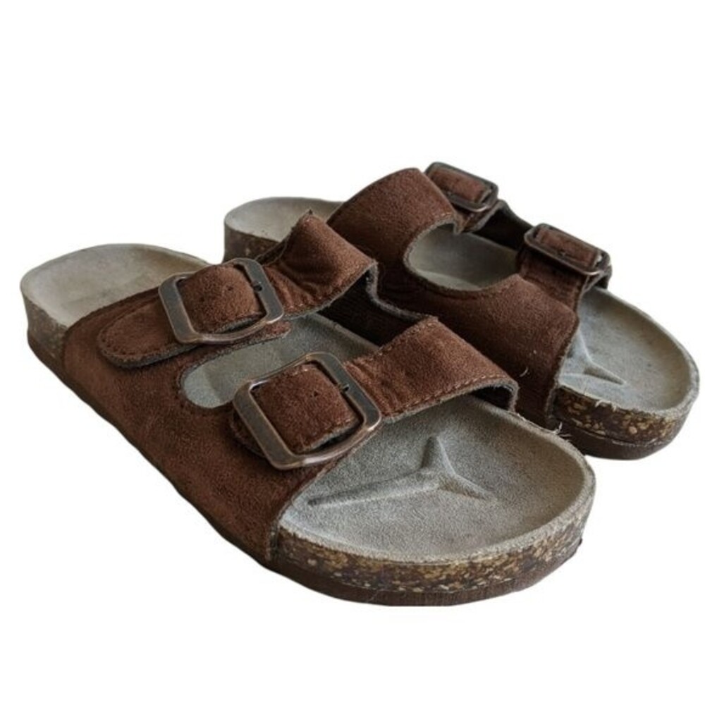 Tommy Bahama Leather Slides Double Strap Buckle Youth Sandals Kids Size 6